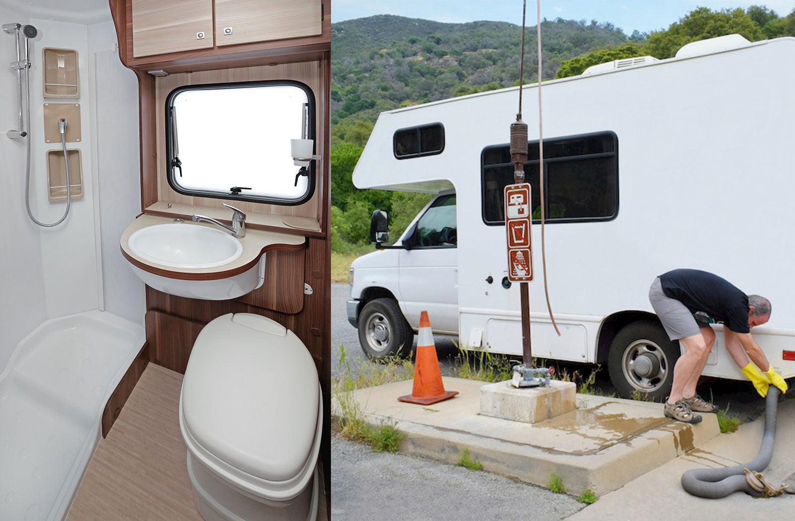 Portable RV/camper toilet and holding tank setup in Wynne, Arkansas