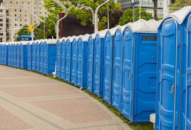 Seasonal porta potty units set up at a Wynne, Arkansas venue